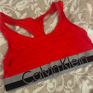 Calvin Klein Red Sports Bra with Logo